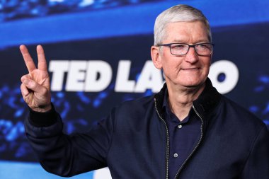 Apple 'ın İcra Kurulu Başkanı Tim Cook, 7 Mart 2023' te Westwood, Los Angeles, Kaliforniya, ABD 'deki Regency Village Theatre' da düzenlenen Apple TV + 's Original Series' Ted Lasso 'nun 3. sezonuna geliyor.. 