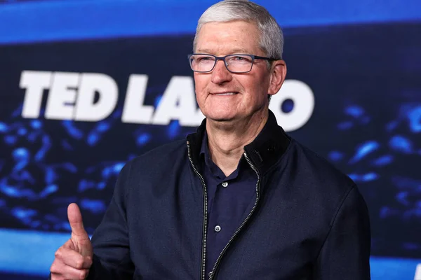 stock image Chief Executive Officer of Apple Tim Cook arrives at the Los Angeles Premiere Of Apple TV+'s Original Series 'Ted Lasso' Season 3 held at the Regency Village Theatre on March 7, 2023 in Westwood, Los Angeles, California, United States. 