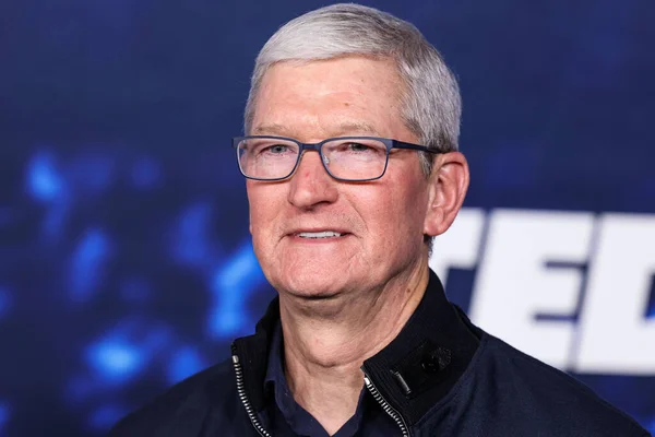 stock image Chief Executive Officer of Apple Tim Cook arrives at the Los Angeles Premiere Of Apple TV+'s Original Series 'Ted Lasso' Season 3 held at the Regency Village Theatre on March 7, 2023 in Westwood, Los Angeles, California, United States.