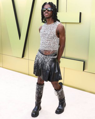 Amerikalı rapçi, şarkıcı ve söz yazarı Lil Nas X, 9 Mart 2023 'te Batı Hollywood, Los Angeles, Kaliforniya, ABD' de düzenlenen Versace Fall / Winter 2023 Moda Fuarı 'na geldi.. 