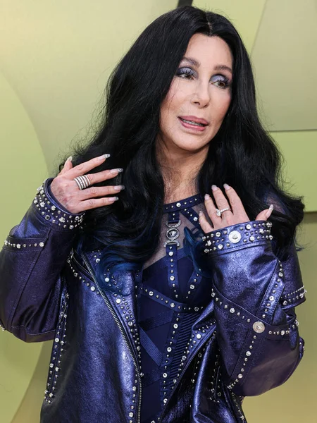 Amerikai Énekes Színésznő Televíziós Személyiség Cher Cherilyn Sarkisian Érkezik Versace — Stock Fotó