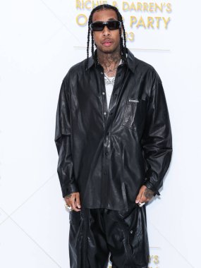 Amerikalı rapçi Tyga (Micheal Ray Stevenson), Darren Dzienciol ve Richie Akiva Oscar Partisi 2023 'te 10 Mart 2023' te Bel Air, Los Angeles, Kaliforniya, ABD 'de düzenlenen özel konuta geldi.. 