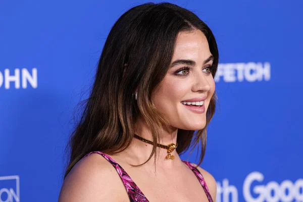 stock image Lucy Hale wearing Versace arrives at the Fashion Trust U.S. Awards 2023 held at Goya Studios on March 21, 2023 in Hollywood, Los Angeles, California, United States.