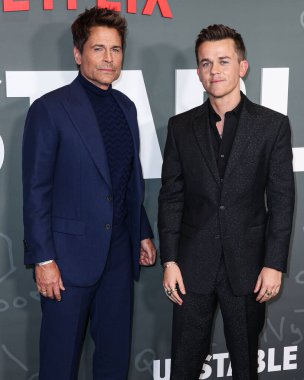 Rob Lowe ve oğlu John Owen Lowe Netflix 'in' istikrarsız '1. sezonunun Los Angeles Premiere' ine 23 Mart 2023 'te Hollywood, Los Angeles, Kaliforniya, ABD' deki Netflix Tudum Tiyatrosu 'nda geldiler.. 