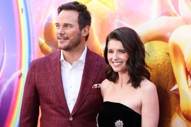 American actor Chris Pratt and wife/American author Katherine Schwarzenegger arrive at the Los Angeles Special Screening Of Universal Pictures, Nintendo And Illumination Entertainment's 'The Super Mario Bros. Movie' held at the Regal Cinemas LA Live  clipart