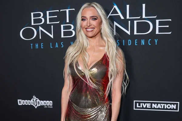 stock image American singer and actress Erika Jayne (Erika Girardi) arrives at the Erika Jayne BET IT ALL ON BLONDE House of Blues Las Vegas Residency Announcement Event held at Bootsy Bellows Los Angeles on April 19, 2023 in West Hollywood