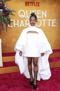 Amerikalı aktris Arsema Thomas, Netflix 'in Queen Charlotte: A Bridgerton Story' nin birinci sezonunu 26 Nisan 2023 'te Westwood, Los Angeles, Kaliforniya, ABD' deki Regency Village Theatre 'da düzenlenen Dünya Premiere Screening Event of Netflix' in birinci sezonuna geliyor.. 