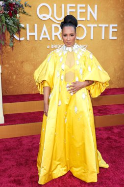 Guyanese-İngiliz aktris ve şarkıcı Golda Rosheuvel, Netflix 'in Queen Charlotte: A Bridgerton Story' nin birinci sezonunu 26 Nisan 2023 'te Westwood, Los Angeles, Kaliforniya' daki Regency Village Theatre 'da düzenlenen Dünya Premiere Event of Netflix' in