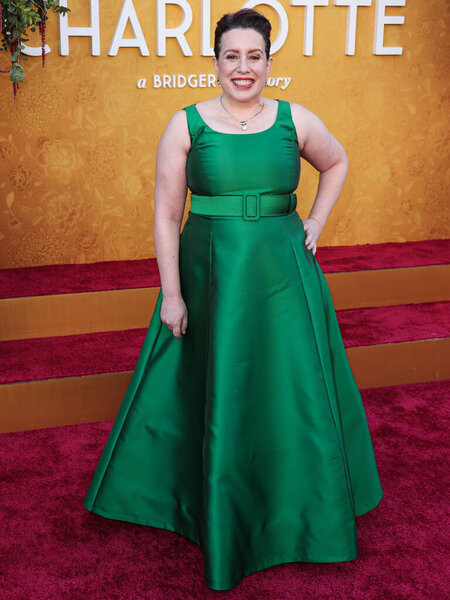 American author Julia Quinn arrives at the World Premiere Screening Event Of Netflix's 'Queen Charlotte: A Bridgerton Story' Season 1 held at the Regency Village Theatre on April 26, 2023 in Westwood, Los Angeles, California, United States. 