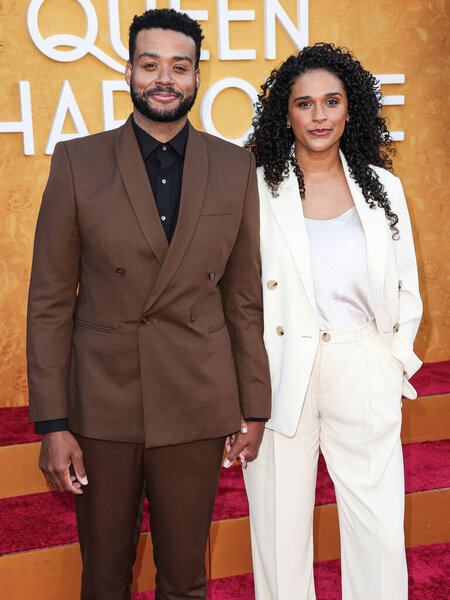 Kris Bowers and Briana Nicole Henry arrive at the World Premiere Screening Event Of Netflix's 'Queen Charlotte: A Bridgerton Story' Season 1 held at the Regency Village Theatre on April 26, 2023 in Westwood, Los Angeles, California, United States. 