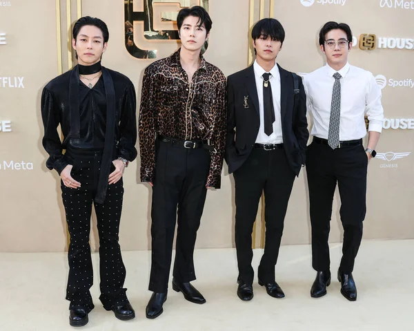 stock image Kim Woo-sung, Jaehyeong Lee, Lee Hajoon and Dojoon of South Korean indie-rock band The Rose arrive at Gold House's 2nd Annual Gold Gala 2023 held at The Music Center on May 6, 2023 in Los Angeles, California, United States.