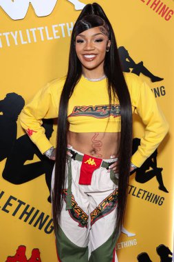American rapper GloRilla (Gloria Hallelujah Woods) arrives at the PrettyLittleThing X Kappa Launch Party held at the Sunset Room Hollywood on May 9, 2023 in Hollywood, Los Angeles, California, United States