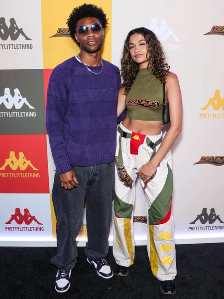 stock image Jonathan Daviss and Madison Bailey arrive at the PrettyLittleThing X Kappa Launch Party held at the Sunset Room Hollywood on May 9, 2023 in Hollywood, Los Angeles, California, United States. 