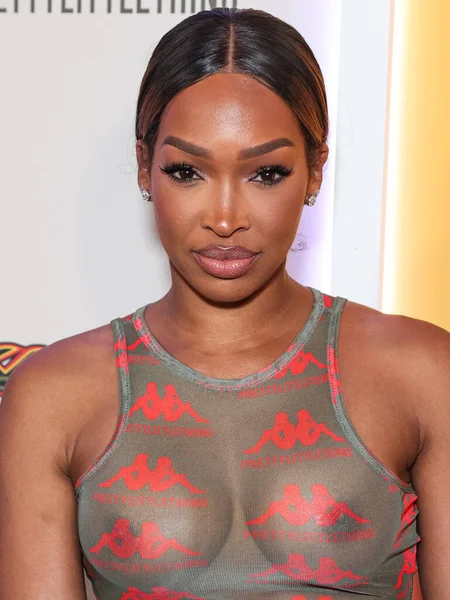 stock image Malika Haqq arrives at the PrettyLittleThing X Kappa Launch Party held at the Sunset Room Hollywood on May 9, 2023 in Hollywood, Los Angeles, California, United States. 