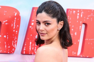 American actress Monica Barbaro wearing jewelry from Tiffany and Co. arrives at the Los Angeles Premiere Of Netflix's 'FUBAR' Season 1 held at AMC The Grove 14 on May 22, 2023 in Los Angeles, California, United States. clipart