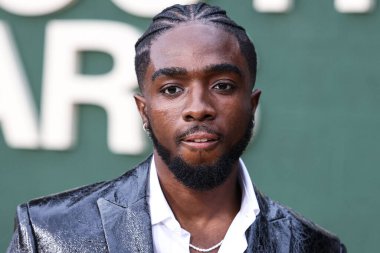 Amerikalı aktör Caleb McLaughlin, 31 Mayıs 2023 'te Westwood, Los Angeles, Kaliforniya, ABD' deki Regency Village Theatre 'da düzenlenen Tavuskuşu' nun Çekim Yıldızları 'nın Los Angeles prömiyerine geldi.. 