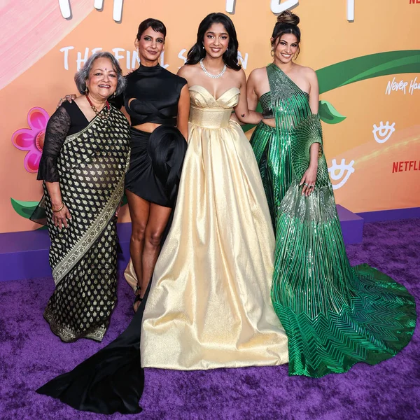 stock image Ranjita Chakravarty, Poorna Jagannathan, Maitreyi Ramakrishnan and Richa Moorjani arrive at the Los Angeles Premiere Screening Event Of Netflix's 'Never Have I Ever' Season 4 - The Final Season held at the Regency Village Theatre on June 1, 2023 