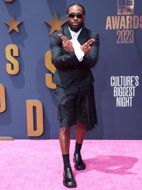Shameik Moore, Los Angeles, Kaliforniya 'da 25 Haziran 2023 tarihinde Microsoft Theater' da düzenlenen BET Ödülleri 2023 'e ulaştı.. 