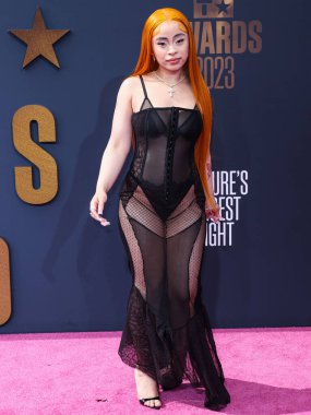 Dolce ve Gabbana giyimli Amerikalı rapçi Ice Spice (Isis Naija Gaston), 25 Haziran 2023 tarihinde Los Angeles, Kaliforniya, ABD 'de Microsoft Theater' da düzenlenen BET Ödülleri 2023 'e ulaştı.. 