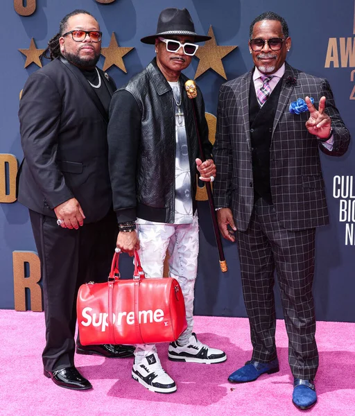 stock image T Dynasty, Hen Dogg and Master Gee of The Sugarhill Gang arrive at the BET Awards 2023 held at Microsoft Theater at L.A. Live on June 25, 2023 in Los Angeles, California, United States. 