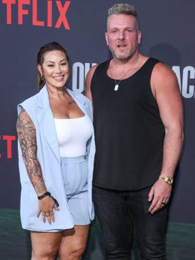 Samantha McAfee ve Pat McAfee Netflix 'in' Quarterback 'sezonunun Los Angeles Premiere' ine 11 Temmuz 2023 'te Hollywood, Los Angeles, Kaliforniya, ABD' deki Netflix Tudum Theater 'a geldiler.. 