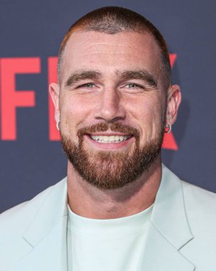 Ulusal Futbol Ligi 'nin Kansas City Chiefs oyuncusu Travis Kelce, Netflix' in 'Quarterback' sezonunun Los Angeles Premiere 'ine 11 Temmuz 2023' te Hollywood, Los Angeles 'taki Netflix Tudum Theater' da ulaştı.