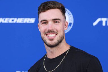 Major League Baseball Ligi Michael Grove, Kershaw 'un 10. Ping Pong 4 Yardım Etkinliği Turnuvası' na 27 Temmuz 2023 'te Dodger Stadyumu' nda düzenlenen Elysian Park, Los Angeles, Kaliforniya, ABD.