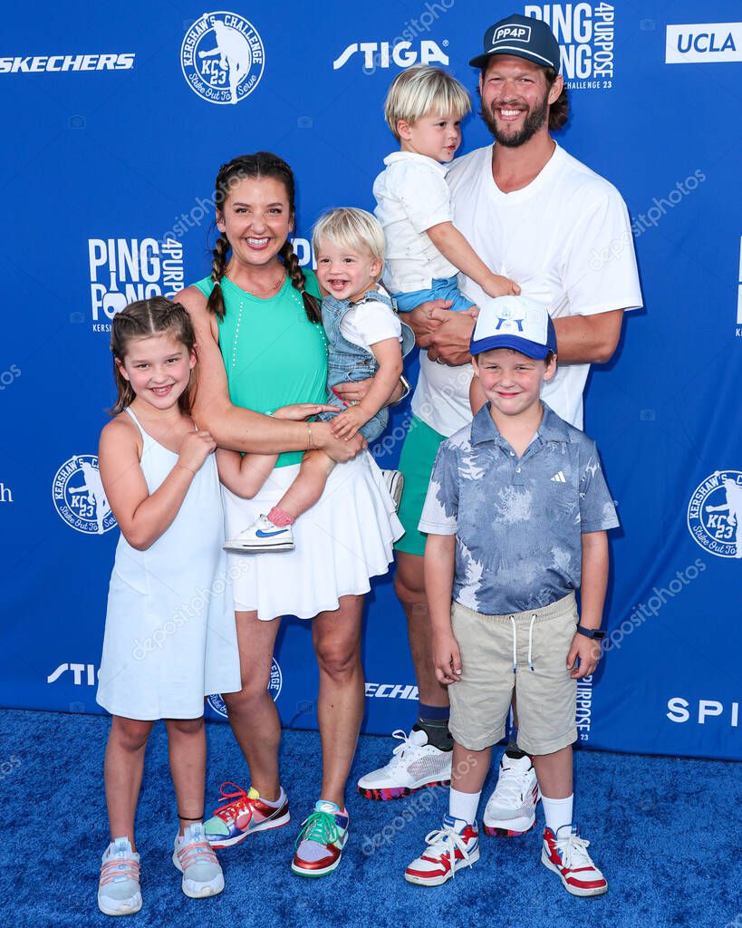 Ellen Kershaw and Clayton Kershaw with children arrive at Kershaw's