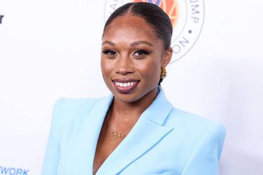 Amerikalı atlet Allyson Felix, 18 Ağustos 2023 'te Beverly Hilton Oteli' nde düzenlenen 23. Harold ve Carole Pompa Vakfı galasına geldi..