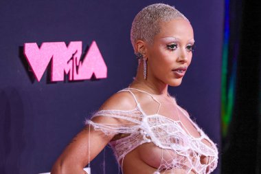 Doja Cat wearing Monse arrives at the 2023 MTV Video Music Awards held at the Prudential Center on September 12, 2023 in Newark, New Jersey, United States.