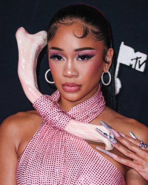 Saweetie Area Couture elbisesi giyen Saweetie, 12 Eylül 2023 'te Newark, New Jersey, ABD' deki Prudential Center 'da düzenlenen 2023 MTV Video Müzik Ödülleri' ne geldi..