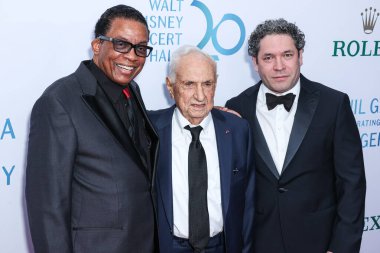 Herbie Hancock, Frank Gehry ve Gustavo Dudamel, Los Angeles Filarmoni Orkestrası 'nın Frank Gehry onuruna 5 Ekim 2023' te Los Angeles, Kaliforniya, ABD 'deki Walt Disney Konser Salonu' nda düzenlenen 20. yıl dönümü kutlamasına geldiler..