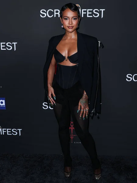 stock image American actress and model Karrueche Tran arrives at the 23rd Annual Screamfest Horror Film Festival - Opening Night - Los Angeles Premiere Of Sumerian Films 'Divinity' held at the TCL Chinese Theatre IMAX on October 10, 2023 in Hollywood, LA