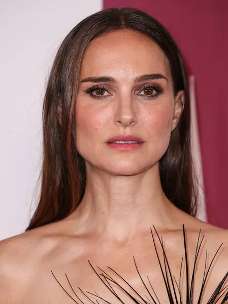 stock image Israeli-American actress Natalie Portman wearing a Schiaparelli dress arrives at the Los Angeles Premiere Of Netflix's 'May December' held at the Academy Museum of Motion Pictures on November 16, 2023 in Los Angeles, California, United States. 