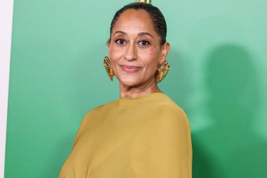 American actress Tracee Ellis Ross wearing a Brandon Maxwell outfit arrives at the World Premiere Of Amazon Prime Video's 'Candy Cane Lane' held at the Regency Village Theatre on November 28, 2023 in Westwood, Los Angeles, California, United States. clipart