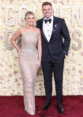 Chelsea Freeman ve Freddie Freeman, Beverly Hilton Oteli 'nde 7 Ocak 2024' te düzenlenen 81. Yıllık Altın Küre Ödülleri 'ne geldiler..