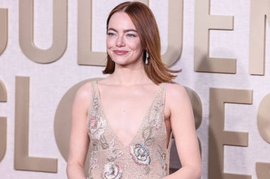 Emma Stone, Beverly Hilton Oteli 'nde 7 Ocak 2024' te düzenlenen 81. Altın Küre Ödülleri 'ne geliyor..