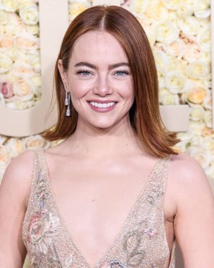 Emma Stone, Beverly Hilton Oteli 'nde 7 Ocak 2024' te düzenlenen 81. Altın Küre Ödülleri 'ne geliyor..