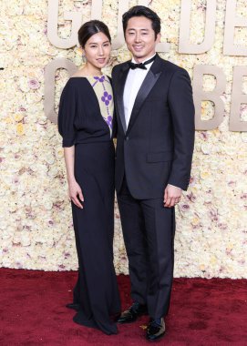Joana Pak ve Steven Yeun, Beverly Hilton Otel 'de 7 Ocak 2024' te düzenlenen 81. Yıllık Altın Küre Ödülleri 'ne geldiler..