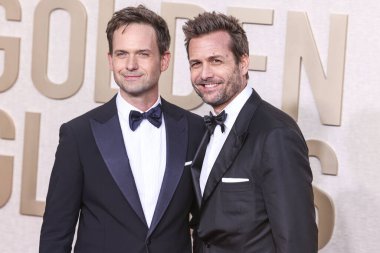 Patrick J. Adams ve Gabriel Macht, Beverly Hilton Oteli 'nde 7 Ocak 2024' te düzenlenen 81. Yıllık Altın Küre Ödülleri 'ne geldiler..