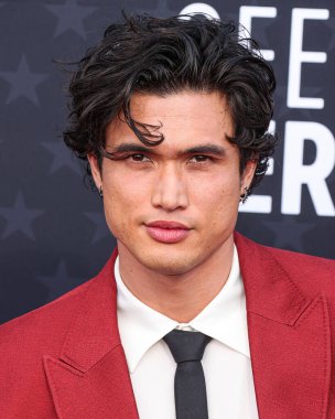 Valentino takım elbise ve ayakkabı giyen Charles Melton, Maria Tash küpeleri ve bir Omega saati 14 Ocak 2024 'te Santa Monica, Los Angeles, Kaliforniya, ABD' de düzenlenen 29.. 