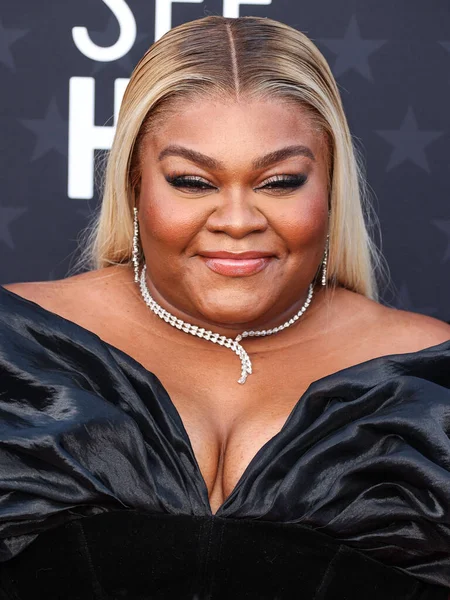 stock image Da'Vine Joy Randolph wearing custom Jovana Louis with Norman Silverman jewelry arrives at the 29th Annual Critics' Choice Awards held at The Barker Hangar on January 14, 2024 in Santa Monica, Los Angeles, California, United States.