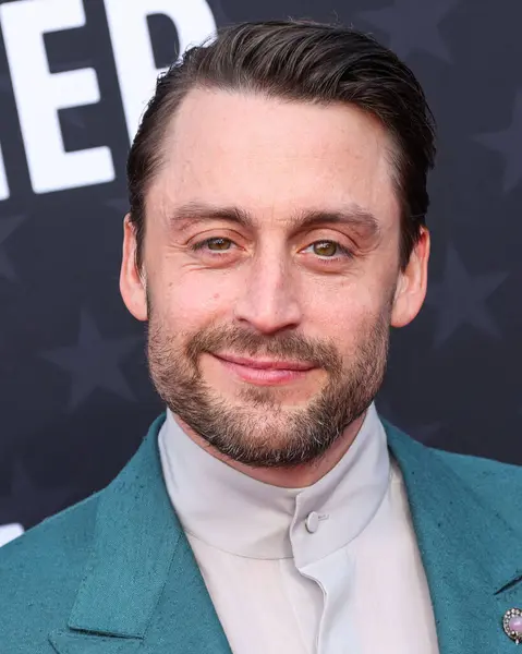 stock image Kieran Culkin wearing Zegna with a Martin Katz pin arrives at the 29th Annual Critics' Choice Awards held at The Barker Hangar on January 14, 2024 in Santa Monica, Los Angeles, California, United States.