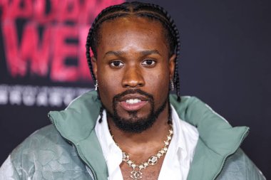 Shameik Moore, 12 Şubat 2024 'te Westwood, Los Angeles, Kaliforniya' da Regency Village Theatre 'da düzenlenen Columbia Pictures' ın 'Madame Web' in dünya prömiyerine geldi..