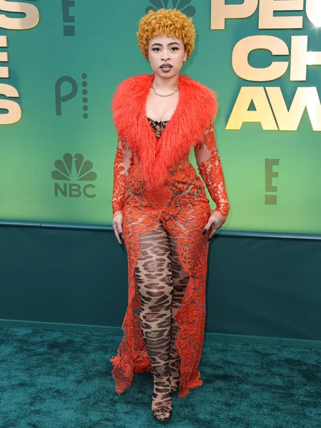 stock image Ice Spice wearing custom Dolce and Gabbana and Levian jewels arrives at the 49th Annual People's Choice Awards 2024 held at The Barker Hangar on February 18, 2024 in Santa Monica, Los Angeles, California, United States. 