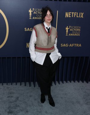 Vivienne Westwood 'u giyen Billie Eilish, 24 Şubat 2024' te ABD 'nin Kaliforniya eyaletinin Los Angeles kentindeki Shrine Auditorium ve Expo Hall' da düzenlenen 30.. 