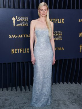 Armani Prive 'yi giyen Elizabeth Debicki, 24 Şubat 2024' te ABD 'nin Kaliforniya eyaletinin Los Angeles kentinde düzenlenen Shrine Konser Salonu ve Fuar Salonu' nda düzenlenen 30..