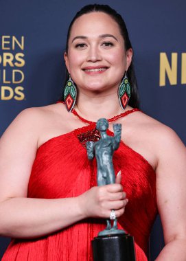 Lily Gladstone, 'Çiçek Ayının Katilleri' başrolündeki Kadın Oyuncu Ödülü 'nün En İyi Performansını kazanan oyuncu, 24 Şubat 2024' te Los Angeles, ABD 'de düzenlenen 30..
