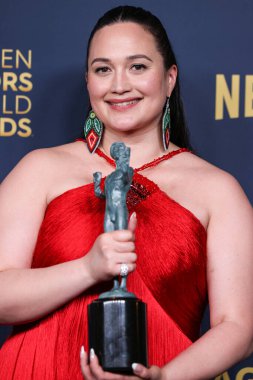 Lily Gladstone, 'Çiçek Ayının Katilleri' başrolündeki Kadın Oyuncu Ödülü 'nün En İyi Performansını kazanan oyuncu, 24 Şubat 2024' te Los Angeles, ABD 'de düzenlenen 30..