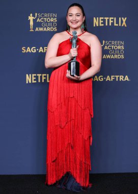 Lily Gladstone, 'Çiçek Ayının Katilleri' başrolündeki Kadın Oyuncu Ödülü 'nün En İyi Performansını kazanan oyuncu, 24 Şubat 2024' te Los Angeles, ABD 'de düzenlenen 30..